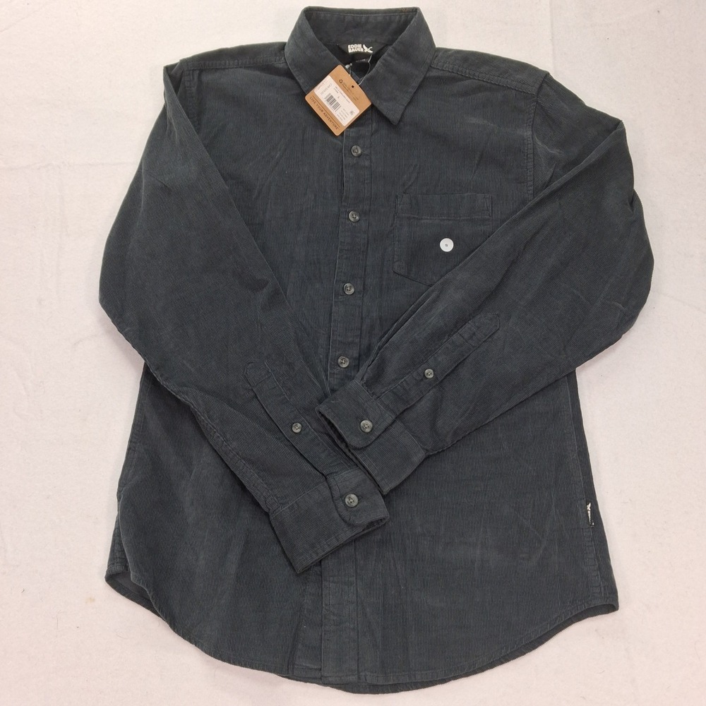 Eddie Bauer Shirt Mens S MR LS Corduroy Shirt Storm Gray Button Down NEW
